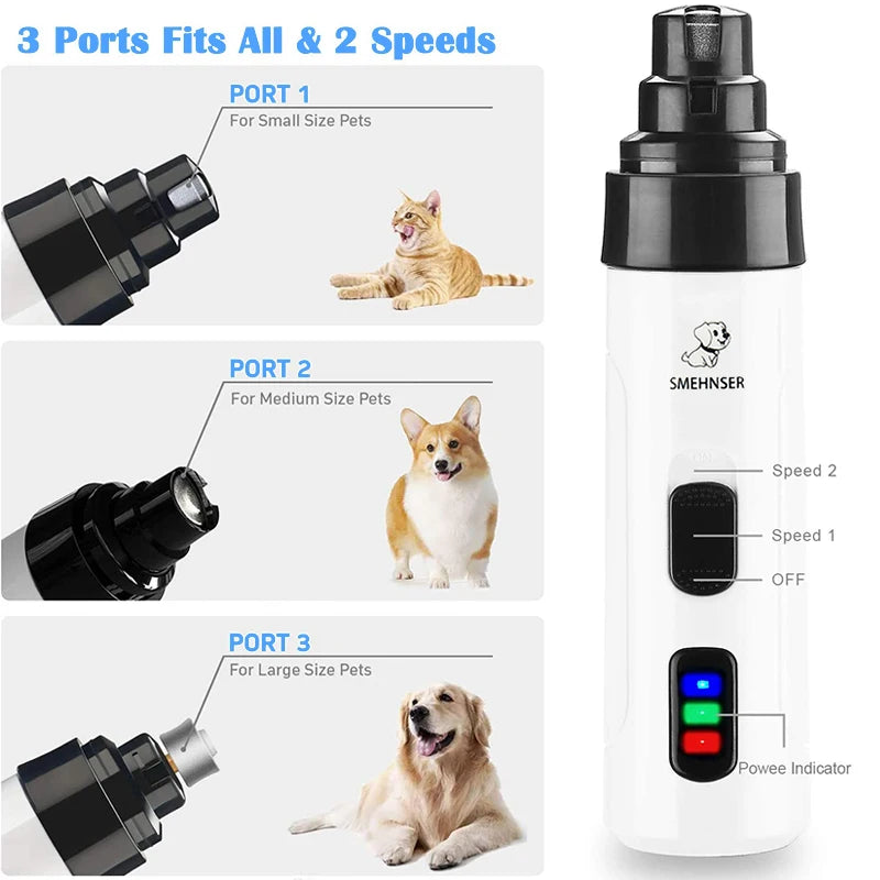 Electric Rechargeable Dog Nail Grinders Dog Cat Paws Nail Grooming Trimmer Tools USB Charging Pet Nail Clippers