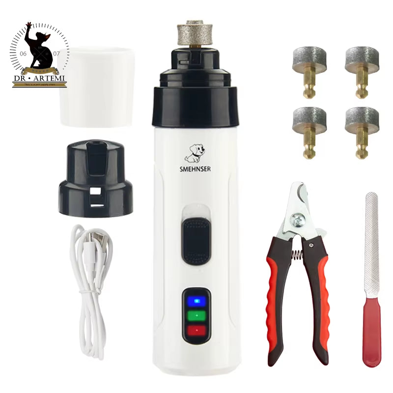 Electric Rechargeable Dog Nail Grinders Dog Cat Paws Nail Grooming Trimmer Tools USB Charging Pet Nail Clippers